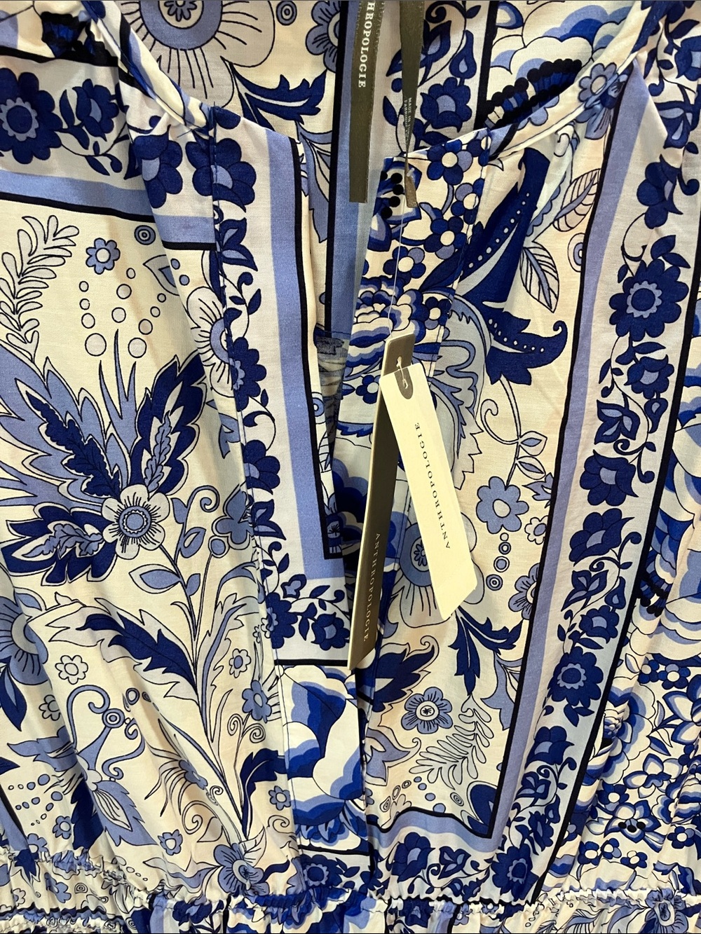 Anthropologie Somerset Blue and White Tile-Print Maxi Dress - Picture 5 of 6